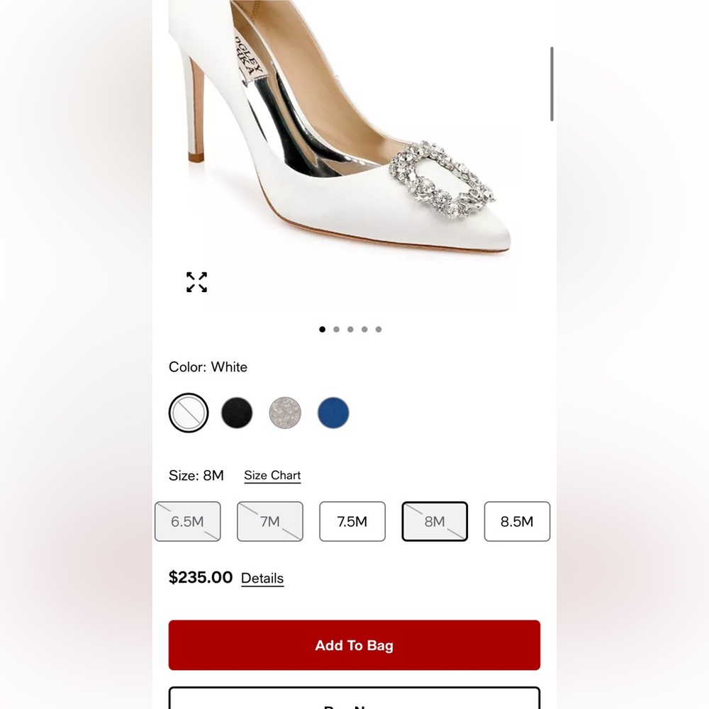 Badgley Mischka White Heels with Crystal Embellishment Size 8.5 - Picture 6 of 13
